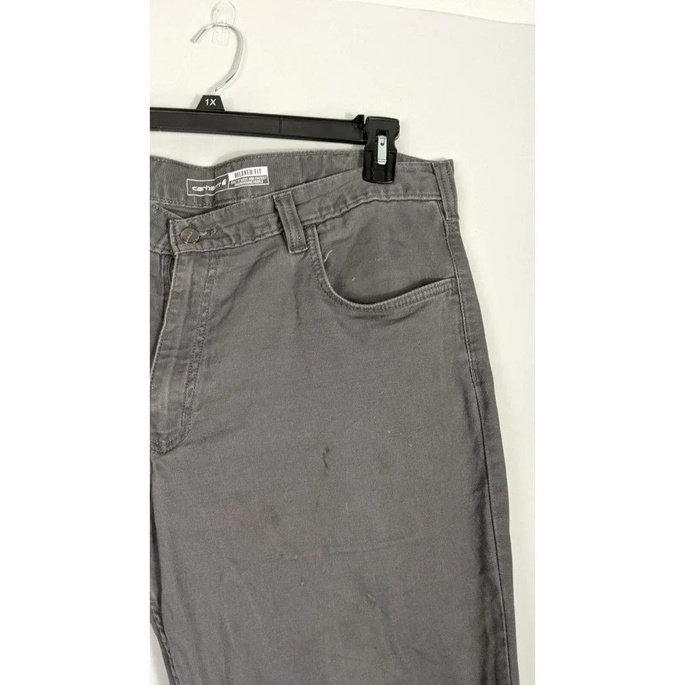 Carhartt Men's Relaxed Fit Rugged Flex Canvas Work‎ Pants Gray Size 38x30